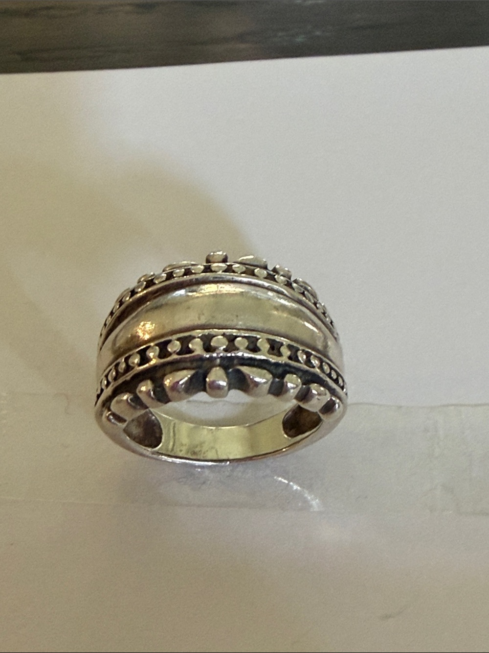 Sterling Silver Beaded Band Ring - size 8